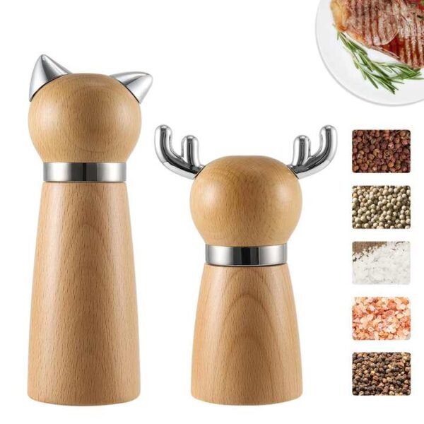 Animal Table Manual Wooden Ceramic Salt and Pepper Grinder
